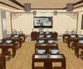 EduOffice智慧書法教室的天花板，雙屏互動數字書法教學系統