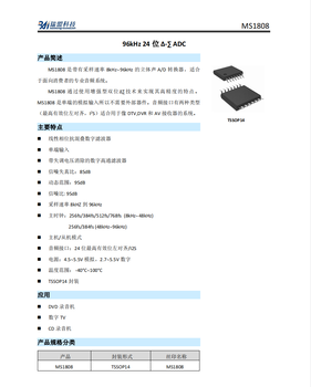 MS1808模数转换器96kHz24位