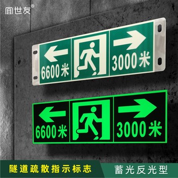 消防隧道指示标志隧道发光标识双向疏散标识地铁隧道标识