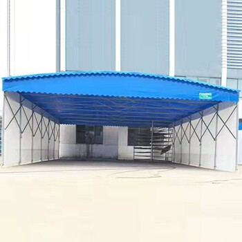 大型活动仓库棚电动蓝球伸缩式折叠篷停车户外收缩遮阳移动推拉蓬