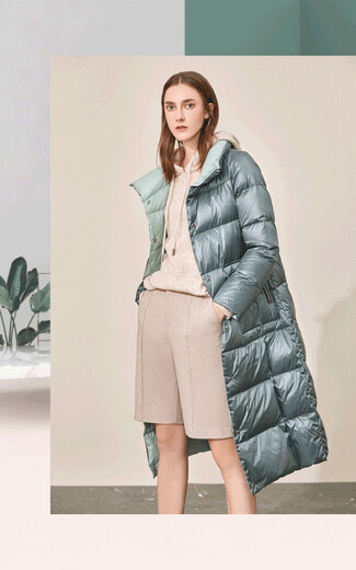 香港设计师品牌艺素国际22冬直播货源渠道女士羽绒服羊绒外套批发