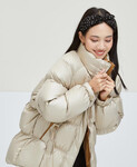 韩版大码迷所羽绒服女中长款加厚白鸭绒设计感连帽外套反季货源