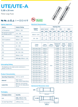 UTE005/250V-520mm玻璃管慢断保险丝