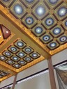 寺廟吊頂中式佛堂仿古故宮禪堂地宮藻井貼金鋁扣板PU浮雕天花板