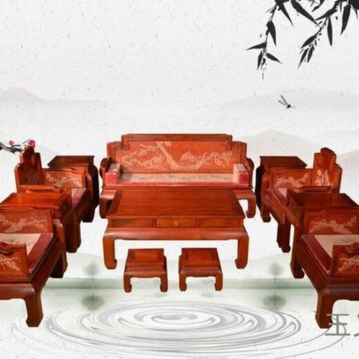 定制王义红木家具纹理漂亮，王义大红酸枝沙发
