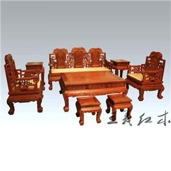 王义红木大红酸枝家具价格实惠,古典红木沙发造型优美