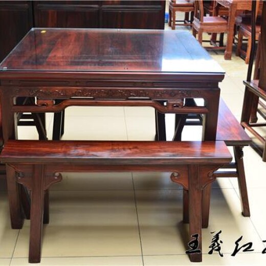 古典红木家具，别致王义红木缅甸花梨餐桌气派