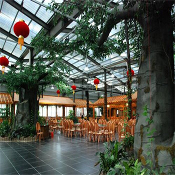 智能全自动安装骨架建造玻璃生态餐厅接待客人精美咖啡厅昌越温室