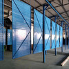 外架鋼板網藍色爬架網片安全防護提升架全鋼爬架網