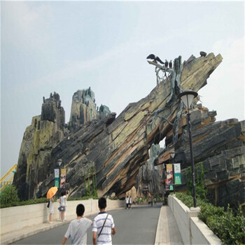 襄阳雕塑-假山大门-园林挡墙式塑石假山施工设计