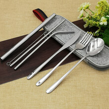 旅行便攜餐具，西餐刀叉勺，不銹鋼筷子吸管刀叉勺圖片