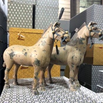 陜西仿古秦代銅馬擺件西安銅車(chē)馬之頭馬單禮盒裝