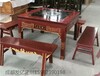 大理石火锅桌椅重庆电磁炉液化灶实木柜式雕花做旧火锅桌