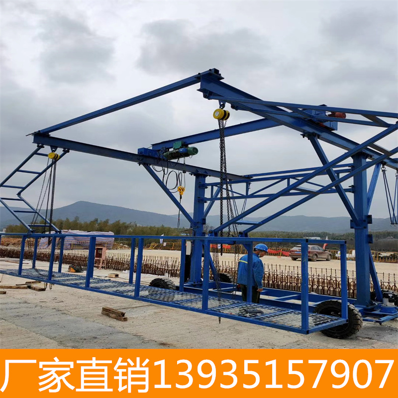 云南昆明嵩明县桥梁水管安装台车吊装作业平台一体机