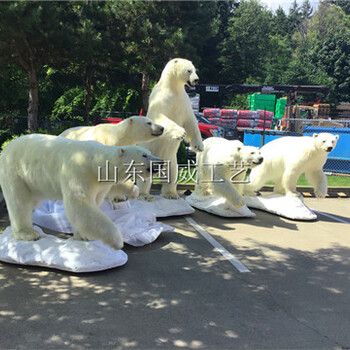手工植毛仿真北极熊展览标本影视仿真北极熊道具模型