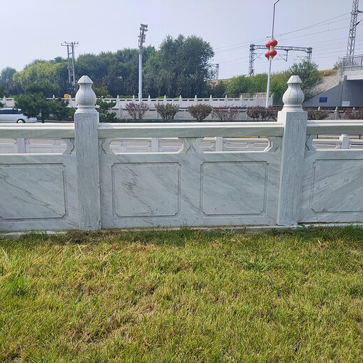 地道桥石栏杆定制安装-草白玉石栏杆桥栏板报价