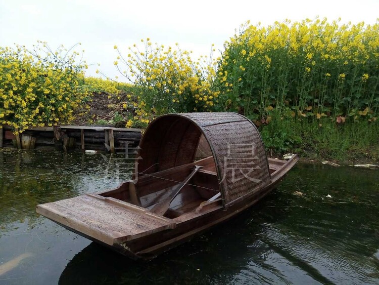 仿古乌篷船户外装饰木船摄影道具景观船小木船渔船实木水上餐饮船